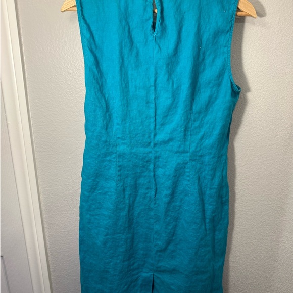 Adrienne Vittadini Turquoise Linen Sleeveless Dress - Picture 2 of 3